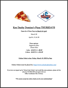 Pizza Late MARCH Through APRIL 2023 Flyer